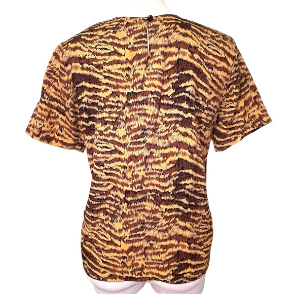 Tiger Animal Print Short Sleeve Blouse Top - Picture 4 of 10